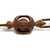 Antique Carved Whimsy Chain with Ball in Round Cage, Interlocking Parts, Rich Patina