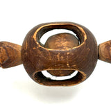 Antique Carved Whimsy Chain with Ball in Round Cage, Interlocking Parts, Rich Patina