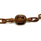 Antique Carved Whimsy Chain with Ball in Round Cage, Interlocking Parts, Rich Patina