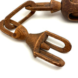 Antique Carved Whimsy Chain with Ball in Round Cage, Interlocking Parts, Rich Patina