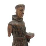 SOLD Finely Carved and Polychromed Antique Santos Figure Holding Book (One Arm Lost) hi
