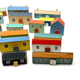 Super Sweet Set of Handmade Wooden Houses c. 1940s