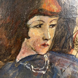 Unsigned Oil on Board Portrait Over Landscape from the Circle of Wood Gaylor and Adelaide Lawson