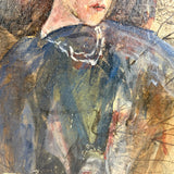 Unsigned Oil on Board Portrait Over Landscape from the Circle of Wood Gaylor and Adelaide Lawson