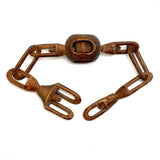 Antique Carved Whimsy Chain with Ball in Round Cage, Interlocking Parts, Rich Patina