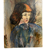 Unsigned Oil on Board Portrait Over Landscape from the Circle of Wood Gaylor and Adelaide Lawson