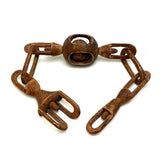 Antique Carved Whimsy Chain with Ball in Round Cage, Interlocking Parts, Rich Patina