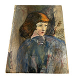 Unsigned Oil on Board Portrait Over Landscape from the Circle of Wood Gaylor and Adelaide Lawson