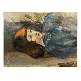 Unsigned Oil on Board Portrait Over Landscape from the Circle of Wood Gaylor and Adelaide Lawson