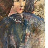 Unsigned Oil on Board Portrait Over Landscape from the Circle of Wood Gaylor and Adelaide Lawson