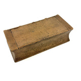 Beautiful, Spare, Two Compartment 19th Century Book Shaped Box Carved From One Piece of Wood