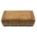 Beautiful, Spare, Two Compartment 19th Century Book Shaped Box Carved From One Piece of Wood