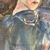 Unsigned Oil on Board Portrait Over Landscape from the Circle of Wood Gaylor and Adelaide Lawson
