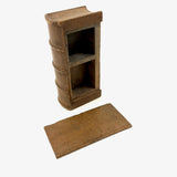 Beautiful, Spare, Two Compartment 19th Century Book Shaped Box Carved From One Piece of Wood