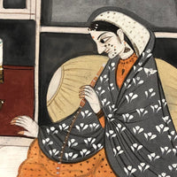 Women Making Paratha and Smoking Hookah, Antique North Indian Watercolor/Gouache