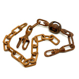 Antique Carved Whimsy Chain with Ball in Round Cage, Interlocking Parts, Rich Patina