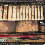 Patina-Full 19th Century Tin Fold Out Painter's Box, As Found (with Brushes and Ballantine Bottle Opener)