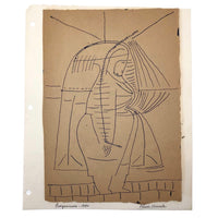 Edwin Kosarek 1950 Erongaricuaro Drawing - Portrait as Map of Michoacan