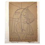 Edwin Kosarek 1950 Erongaricuaro Drawing - Portrait as Map of Michoacan