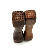 Satisfying Grids: Pair of Much Handled Antique Hand-carved Cracker Stamps