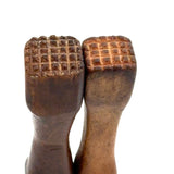 Satisfying Grids: Pair of Much Handled Antique Hand-carved Cracker Stamps