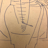Edwin Kosarek 1950 Erongaricuaro Drawing - Portrait as Map of Michoacan
