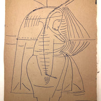 Edwin Kosarek 1950 Erongaricuaro Drawing - Portrait as Map of Michoacan