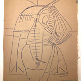 Edwin Kosarek 1950 Erongaricuaro Drawing - Portrait as Map of Michoacan
