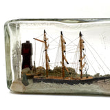 Nice Old Three Mast Ship in a (Old Mr. Boston Whiskey) Bottle with Light House
