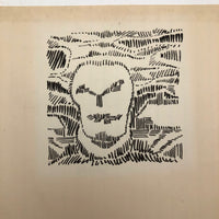 Edwin Kosarek 1959 Ink on Card Drawing, Emergent Face