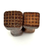 Satisfying Grids: Pair of Much Handled Antique Hand-carved Cracker Stamps