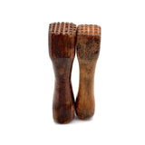 Satisfying Grids: Pair of Much Handled Antique Hand-carved Cracker Stamps