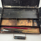 Patina-Full 19th Century Tin Fold Out Painter's Box, As Found (with Brushes and Ballantine Bottle Opener)