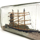 Nice Old Three Mast Ship in a (Old Mr. Boston Whiskey) Bottle with Light House