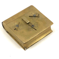 Book Shaped Brass Folk Art / Trench Art Snuff Box with Combination Lock Dials