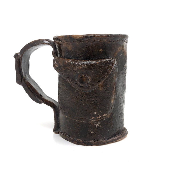 End of Day Folk Art Pottery Mug with Buckle and Pocket
