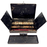 Patina-Full 19th Century Tin Fold Out Painter's Box, As Found (with Brushes and Ballantine Bottle Opener)