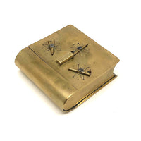 Book Shaped Brass Folk Art / Trench Art Snuff Box with Combination Lock Dials