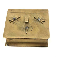 Book Shaped Brass Folk Art / Trench Art Snuff Box with Combination Lock Dials