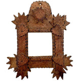 Antique Tramp Art Cigar Box Wood Frame with Hearts and Sun