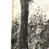 Sailboats, Mountains, Two Figures On Shore, Large Unframed Early Sandpaper Drawing