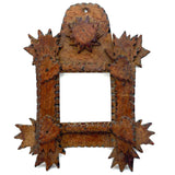 Antique Tramp Art Cigar Box Wood Frame with Hearts and Sun
