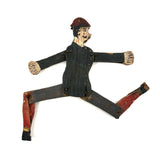 Well Knocked Around Old Wire Jointed Man with Red Stockings and Large Hands
