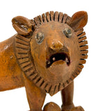 Lion and Lioness, Wonderful Pair of Folk Carvings, Signed
