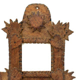 Antique Tramp Art Cigar Box Wood Frame with Hearts and Sun