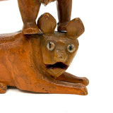 Lion and Lioness, Wonderful Pair of Folk Carvings, Signed