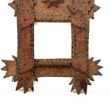 Antique Tramp Art Cigar Box Wood Frame with Hearts and Sun