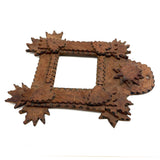 Antique Tramp Art Cigar Box Wood Frame with Hearts and Sun