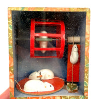 Fabulous 1930s Japanese Turn Handle Mechanical Mice Toy, Perfect Working Condition