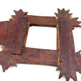 Antique Tramp Art Cigar Box Wood Frame with Hearts and Sun